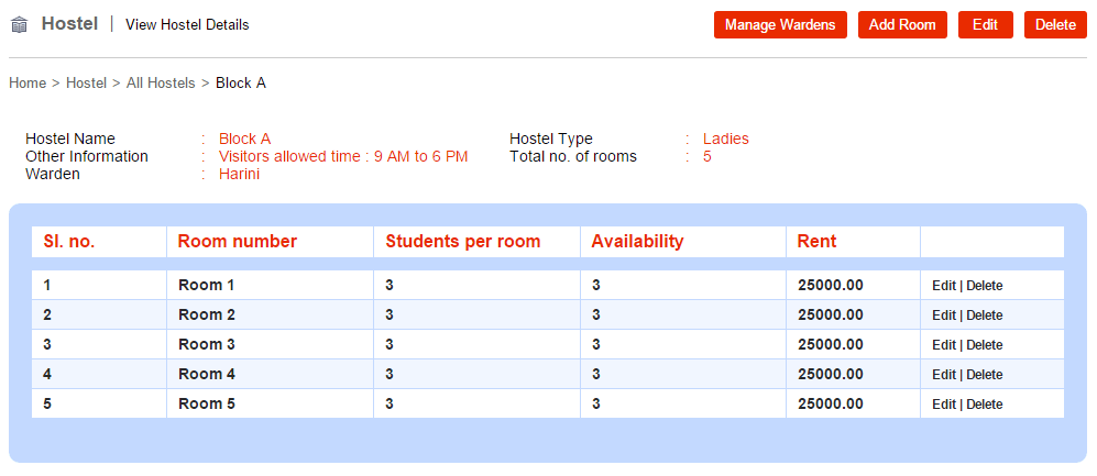 Aamra Software for School Management Hostel Module