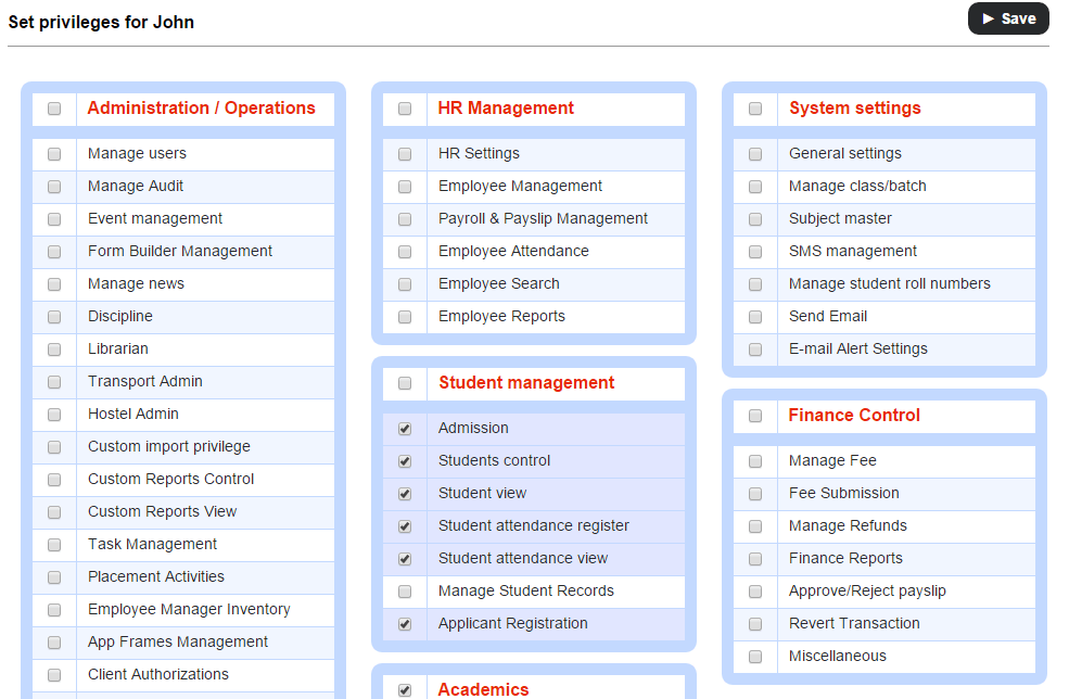 Aamra School Management Software Manage User